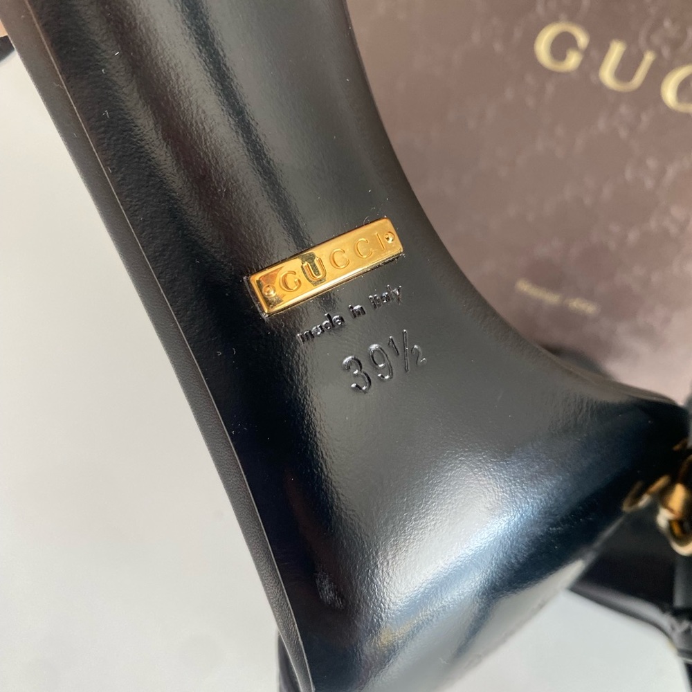 Gucci Black Leather High Heel Ankle-Strap Sandals - Picture 8 of 10